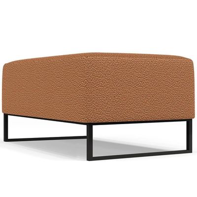 Kit 02 Puffs Decorativo Sala De Estar Cléo 90Cm Base De Ferro Preto W01 Bouclê Terracota