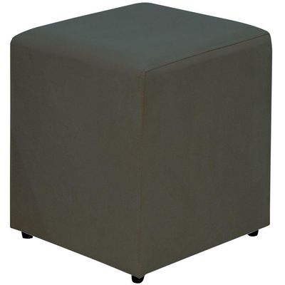 Kit 02 Puffs Quadrado L02 Sala De Estar Suede Cinza