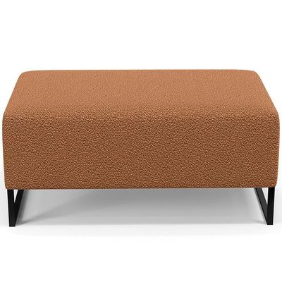 Kit 02 Puffs Decorativo Sala De Estar Cléo 90Cm Base De Ferro Preto W01 Bouclê Terracota