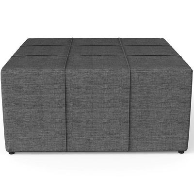 Kit 2 Puffs Quadrado Milano 90x90 W01 Linho Cinza Escuro