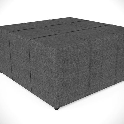 Kit 2 Puffs Quadrado Milano 90x90 W01 Linho Cinza Escuro