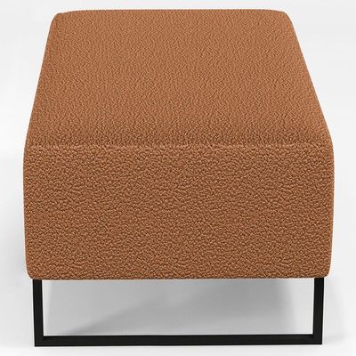 Kit 02 Puffs Decorativo Sala De Estar Cléo 90Cm Base De Ferro Preto W01 Bouclê Terracota