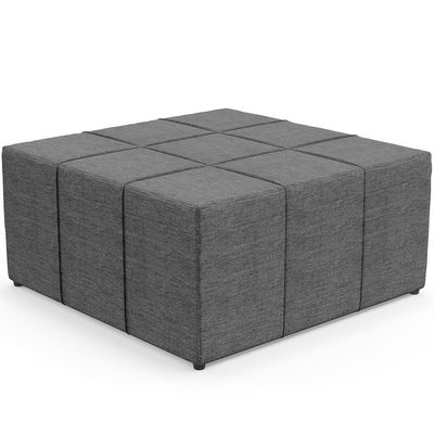 Kit 2 Puffs Quadrado Milano 90x90 W01 Linho Cinza Escuro