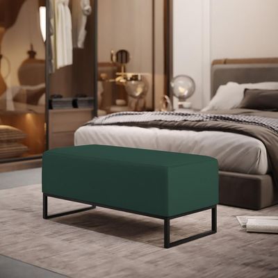 Puff Cléo W01 Base De Ferro 90 Cm Suede Verde Musgo