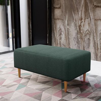 Puff Sala De Estar Cléo Pés Palito 90 Cm Linho Verde Musgo
