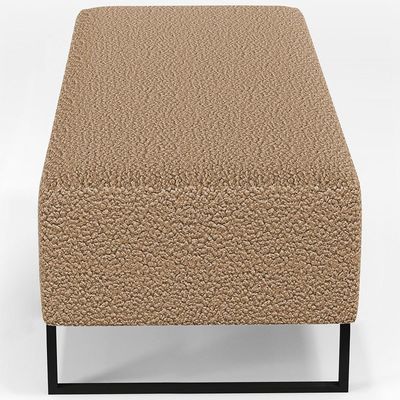 Kit 02 Puffs Decorativo Sala De Estar Bali W01 Base Ferro 120X50 Cm Bouclê Mostarda