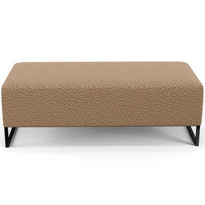 Kit 02 Puffs Decorativo Sala De Estar Bali W01 Base Ferro 120X50 Cm Bouclê Mostarda