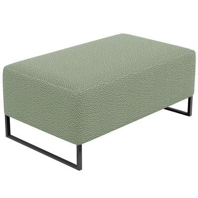Kit 02 Puffs Decorativo Sala De Estar Cléo 90Cm Base De Ferro Preto W01 Bouclê Oliva