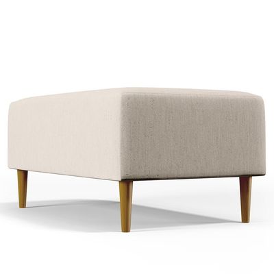 Puff Sala De Estar Cléo W01 Pés Palito 90 Cm Linho Cru