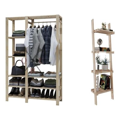 Kit Estante Para Objetos Minimalista 132X50Cm Suporta Alta Durabilidade E Movél Madeira 8 Prateleira