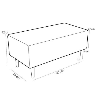 Puff Sala De Estar Cléo W01 Pés Palito 90 Cm Linho Cru