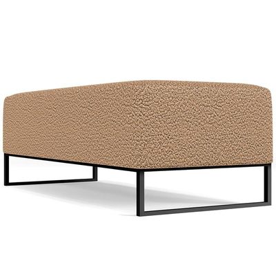 Kit 02 Puffs Decorativo Sala De Estar Bali W01 Base Ferro 120X50 Cm Bouclê Mostarda