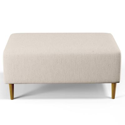 Puff Sala De Estar Cléo W01 Pés Palito 90 Cm Linho Cru