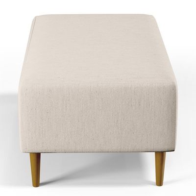Puff Sala De Estar Cléo W01 Pés Palito 90 Cm Linho Cru