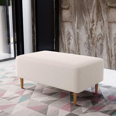 Puff Sala De Estar Cléo W01 Pés Palito 90 Cm Linho Cru