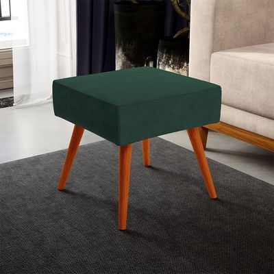 Puff Banqueta Decorativa Com Pés Palito Suede Verde Musgo