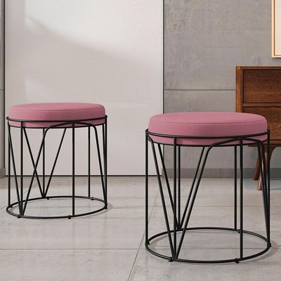 Puff Aramado Preto Zaya L02 Suede Rosê
