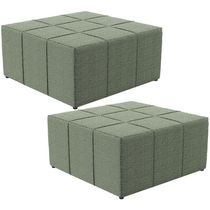 Kit 02 Puffs Decorativo Para Sala De Estar Quadrado Milano 90X90Cm W01 Bouclê Oliva