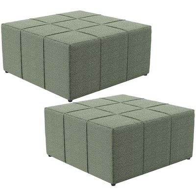 Kit 02 Puffs Decorativo Para Sala De Estar Quadrado Milano 90X90Cm W01 Bouclê Oliva