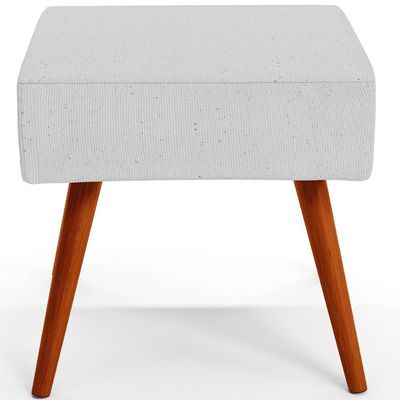 Puff Banqueta Decorativa Com Pés Palito Lívia Linho Cinza