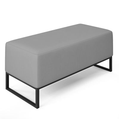 Kit 02 Puffs Cléo W01 Base De Ferro 90 Cm Suede Cinza