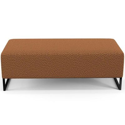 Kit 02 Puffs Decorativo Sala De Estar Bali W01 Base Ferro 120X50 Cm Bouclê Terracota