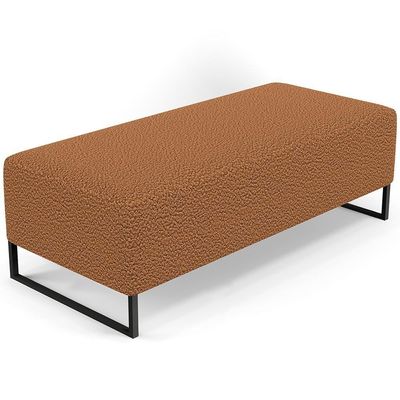 Kit 02 Puffs Decorativo Sala De Estar Bali W01 Base Ferro 120X50 Cm Bouclê Terracota