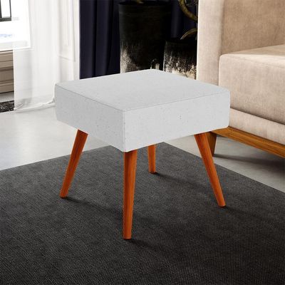 Puff Banqueta Decorativa Com Pés Palito Lívia Linho Cinza