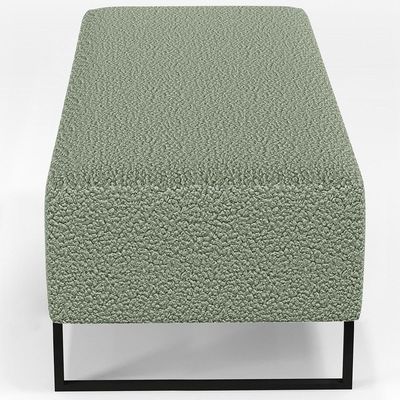 Kit 02 Puffs Decorativo Sala De Estar Bali W01 Base Ferro 120X50 Cm Bouclê Oliva