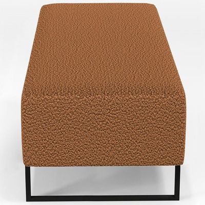 Kit 02 Puffs Decorativo Sala De Estar Bali W01 Base Ferro 120X50 Cm Bouclê Terracota