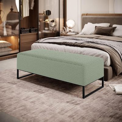 Kit 02 Puffs Decorativo Sala De Estar Bali W01 Base Ferro 120X50 Cm Bouclê Oliva