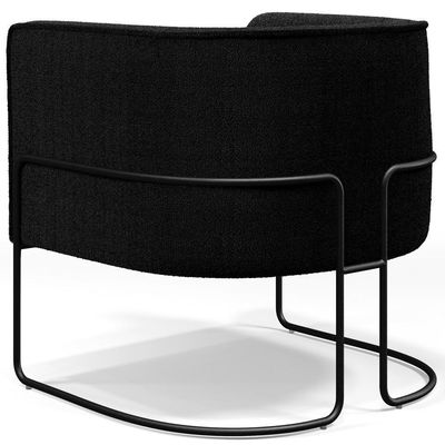 Poltrona Para Sala De Estar Decorativa Fixa Base Aço Preto Betina D02 Bouclê Preto - Lyam Decor