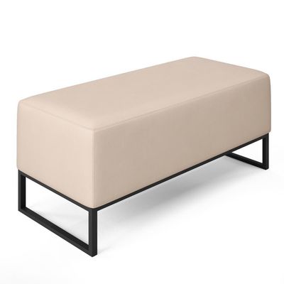 Kit 02 Puffs Cléo W01 Base De Ferro 90 Cm Suede Bege