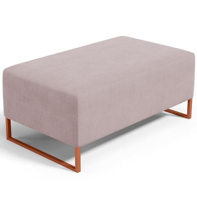 Kit 02 Puffs Decorativo Sala De Estar Cléo 90cm W01 Base Ferro Cobre Suede Rosê - Lyam Decor
