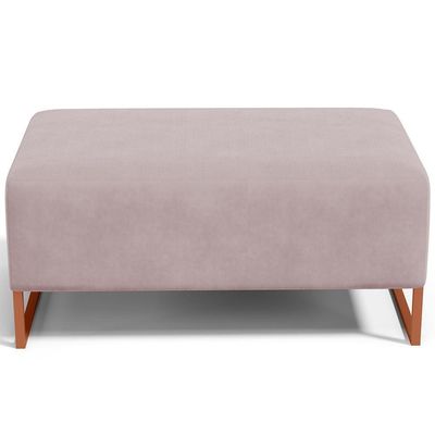 Kit 02 Puffs Decorativo Sala De Estar Cléo 90cm W01 Base Ferro Cobre Suede Rosê - Lyam Decor
