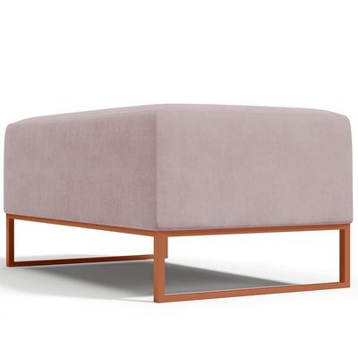 Kit 02 Puffs Decorativo Sala De Estar Cléo 90cm W01 Base Ferro Cobre Suede Rosê - Lyam Decor
