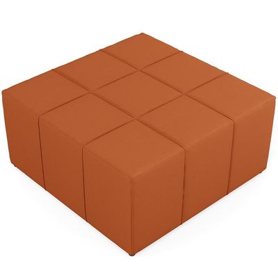 Kit 2 Puffs Decorativos Para Sala De Estar Quadrado Milano 90x90cm W01 Tecido Terracota - Lyam Decor
