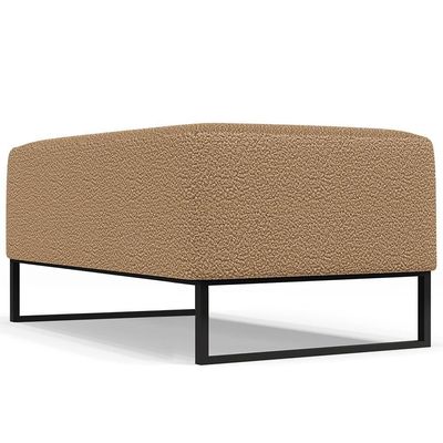 Puff Decorativo Sala De Estar Cléo 90cm Base De Ferro Preto W01 Bouclê Mostarda - Lyam Decor