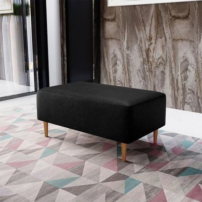 Puff Sala De Estar Cléo Pés Palito 90 Cm Couríssimo Preto