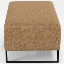 Puff Decorativo Sala De Estar Cléo 90cm Base De Ferro Preto W01 Bouclê Mostarda - Lyam Decor