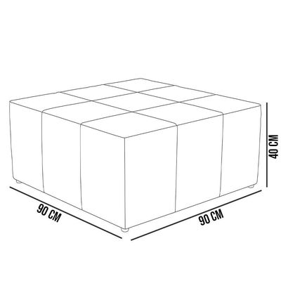 Puff Decorativo Para Sala De Estar Quadrado Milano 90x90cm W01 Bouclê Bege - Lyam Decor