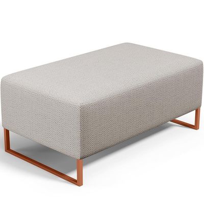 Kit 02 Puffs Decorativo Sala De Estar Cléo 90cm W01 Base Ferro Cobre Linho Bege - Lyam Decor