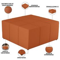 16986960903338 Puff Decorativo Para Sala De Estar Quadrado Milano 90x90cm W01 Tecido Terracota