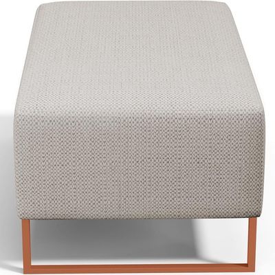 Kit 02 Puffs Decorativo Sala De Estar Cléo 90cm W01 Base Ferro Cobre Linho Bege - Lyam Decor