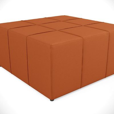 Puff Decorativo Para Sala De Estar Quadrado Milano 90x90cm W01 Tecido Terracota
