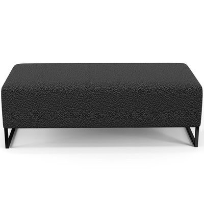 Kit 02 Puffs Decorativo Sala De Estar Bali W01 Base Ferro 120x50 Cm Bouclê Preto