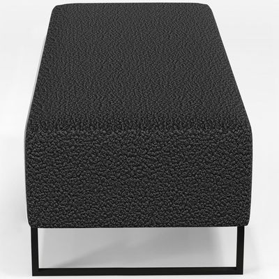 Kit 02 Puffs Decorativo Sala De Estar Bali W01 Base Ferro 120x50 Cm Bouclê Preto