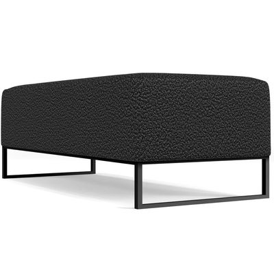 Kit 02 Puffs Decorativo Sala De Estar Bali W01 Base Ferro 120x50 Cm Bouclê Preto