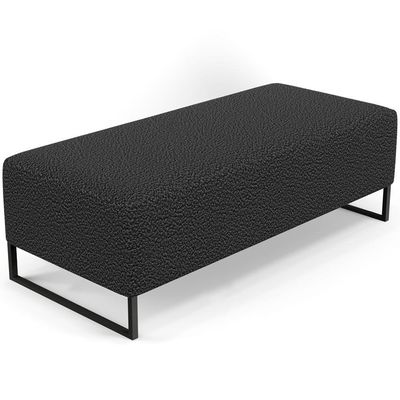 Kit 02 Puffs Decorativo Sala De Estar Bali W01 Base Ferro 120x50 Cm Bouclê Preto