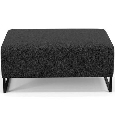 Kit 02 Puffs Decorativo Sala De Estar Cléo 90cm W01 Base Ferro Preto Bouclê Preto